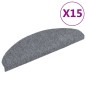 vidaXL Alfombrilla escaleras 15ud tela punzonada 65x21x4cm gris claro