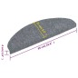 vidaXL Alfombrilla escaleras 15ud tela punzonada 65x21x4cm gris claro