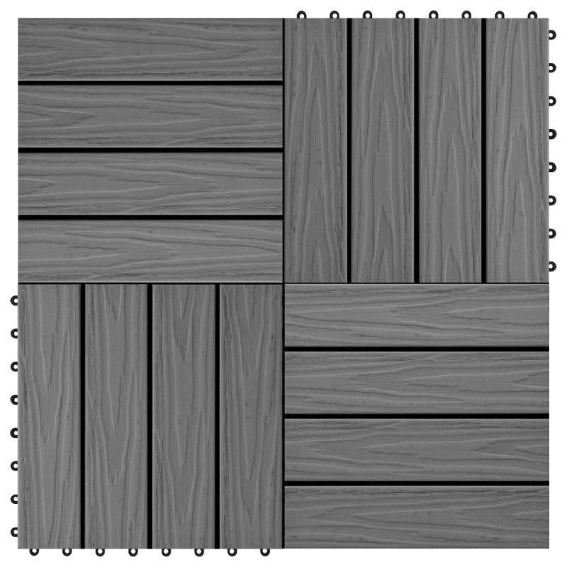 vidaXL Baldosas porche relieve profundo WPC 30x30 cm 1 m² gris 11 uds vidaXL Baldosas porche relieve profundo WPC 30x30 cm 1 m² gris 11 uds