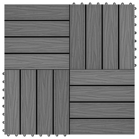 vidaXL Baldosas porche relieve profundo WPC 30x30 cm 1 m² gris 11 uds
