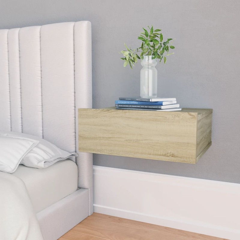 vidaXL Mesita noche flotantes contrachapada color roble 40x30x15 cm vidaXL Mesita noche flotantes contrachapada color roble 40x30x15 cm