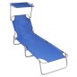 vidaXL Tumbona plegable con toldo de aluminio azul