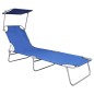 vidaXL Tumbona plegable con toldo de aluminio azul