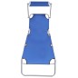 vidaXL Tumbona plegable con toldo de aluminio azul