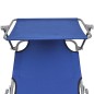 vidaXL Tumbona plegable con toldo de aluminio azul