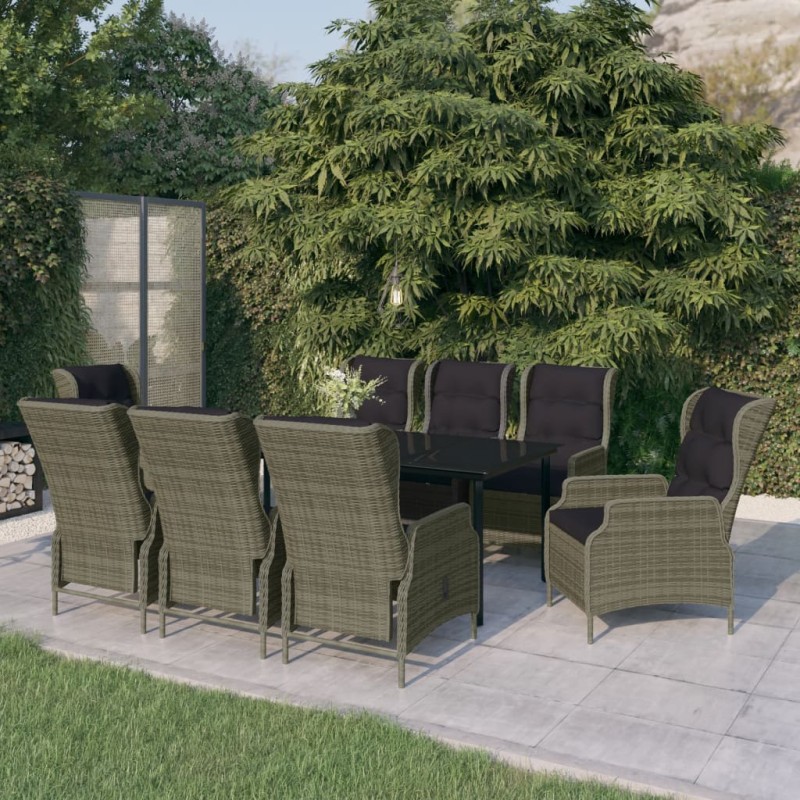 vidaXL Juego de comedor de jardín 9 piezas marrón vidaXL Juego de comedor de jardín 9 piezas marrón