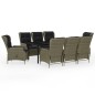 vidaXL Juego de comedor de jardín 9 piezas marrón vidaXL Juego de comedor de jardín 9 piezas marrón