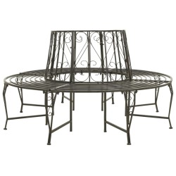 vidaXL Banco para árbol de jardín acero 160 cm