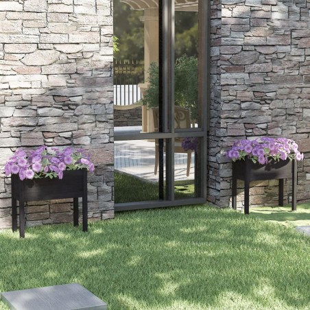 vidaXL Jardineras 2 uds madera maciza de pino negro 70x31x70 cm