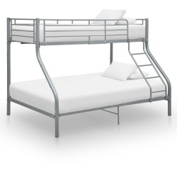 vidaXL Estructura de litera de metal gris 140x200 cm/90x200 cm