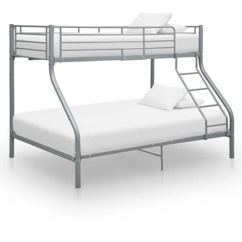 vidaXL Estructura de litera de metal gris 140x200 cm/90x200 cm