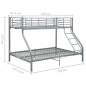 vidaXL Estructura de litera de metal gris 140x200 cm/90x200 cm