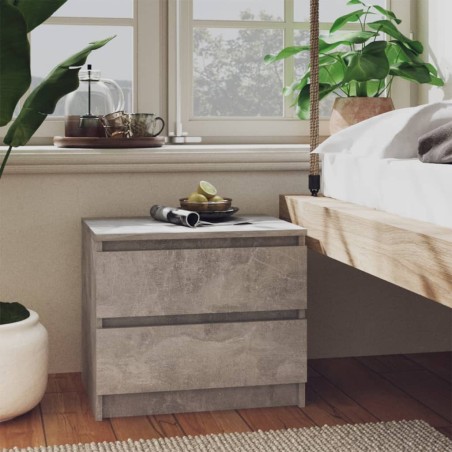 vidaXL Mesita de noche madera contrachapada gris hormigón 50x39x43,5cm
