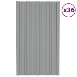 vidaXL Panel para tejado acero galvanizado gris 36 unidades 80x45 cm