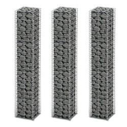 vidaXL Cestas de muro de gaviones alambre galvanizado 25x25x150cm 3 ud 