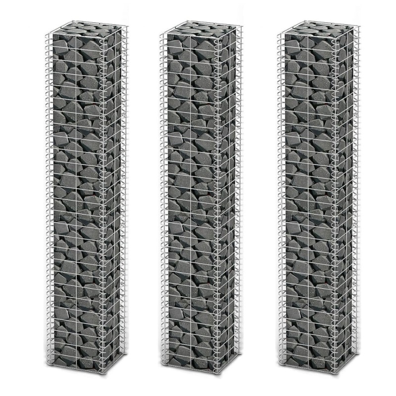 vidaXL Cestas de muro de gaviones alambre galvanizado 25x25x150cm 3 ud vidaXL Cestas de muro de gaviones alambre galvanizado 25x25x150cm 3 ud