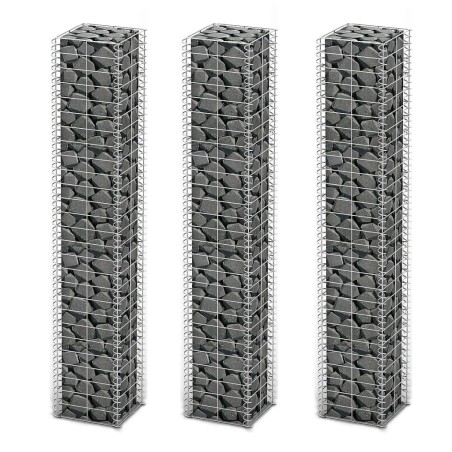vidaXL Cestas de muro de gaviones alambre galvanizado 25x25x150cm 3 ud 