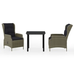 vidaXL Juego de comedor de jardín 3 piezas marrón