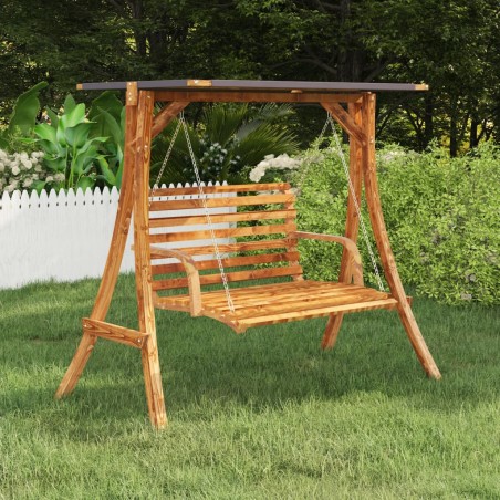 vidaXL Estructura columpio techo antracita madera curvada acabado teca