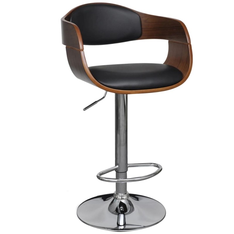vidaXL Taburete de barra de cocina madera curvada y cuero sintético vidaXL Taburete de barra de cocina madera curvada y cuero sintético