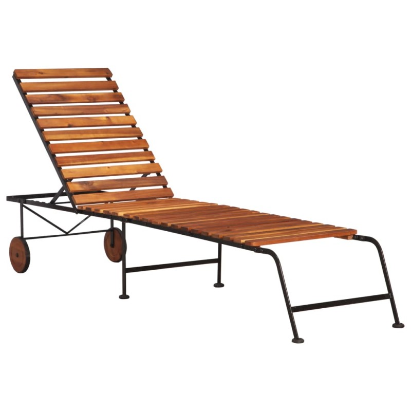 vidaXL Tumbona ajustable de madera maciza de acacia y patas de acero vidaXL Tumbona ajustable de madera maciza de acacia y patas de acero