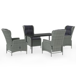 vidaXL Juego de comedor para jardín 5 piezas ratán sintético gris