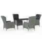 vidaXL Juego de comedor para jardín 5 piezas ratán sintético gris vidaXL Juego de comedor para jardín 5 piezas ratán sintético gris