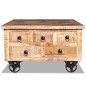 vidaXL Mesa de centro de madera de mango rugosa 70x70x40 cm vidaXL Mesa de centro de madera de mango rugosa 70x70x40 cm