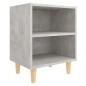 vidaXL Mesita de noche patas madera maciza gris hormigón 40x30x50 cm vidaXL Mesita de noche patas madera maciza gris hormigón 40x30x50 cm