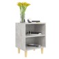 vidaXL Mesita de noche patas madera maciza gris hormigón 40x30x50 cm vidaXL Mesita de noche patas madera maciza gris hormigón 40x30x50 cm