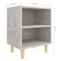 vidaXL Mesita de noche patas madera maciza gris hormigón 40x30x50 cm vidaXL Mesita de noche patas madera maciza gris hormigón 40x30x50 cm