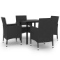 vidaXL Set comedor de jardín 5 pzas y cojines ratán sintético y vidrio vidaXL Set comedor de jardín 5 pzas y cojines ratán sintético y vidrio
