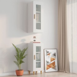 vidaXL Armario de pared colgante blanco brillante 34,5x34x90 cm