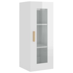 vidaXL Armario de pared colgante blanco brillante 34,5x34x90 cm