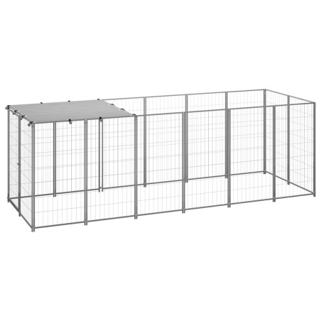 vidaXL Perrera de acero plateado 330x110x110 cm