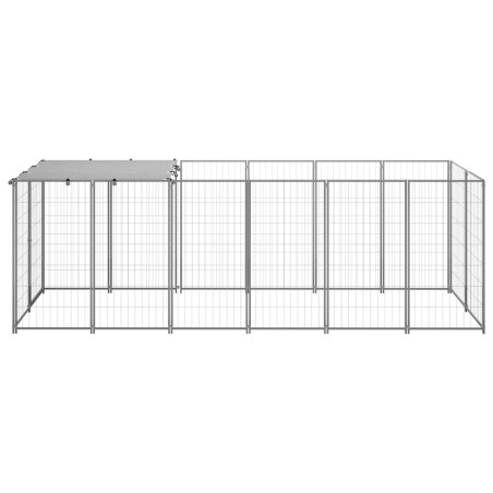 vidaXL Perrera de acero plateado 330x110x110 cm