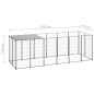 vidaXL Perrera de acero plateado 330x110x110 cm