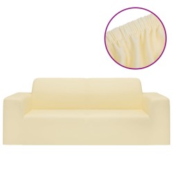 vidaXL Funda elástica para sillón de 2 plazas poliéster jersey crema
