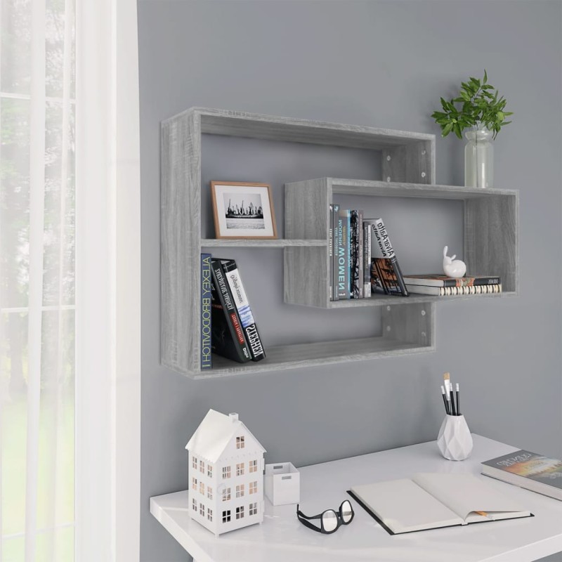 vidaXL Estantería de pared contrachapada gris Sonoma 104x20x58,5 cm vidaXL Estantería de pared contrachapada gris Sonoma 104x20x58,5 cm