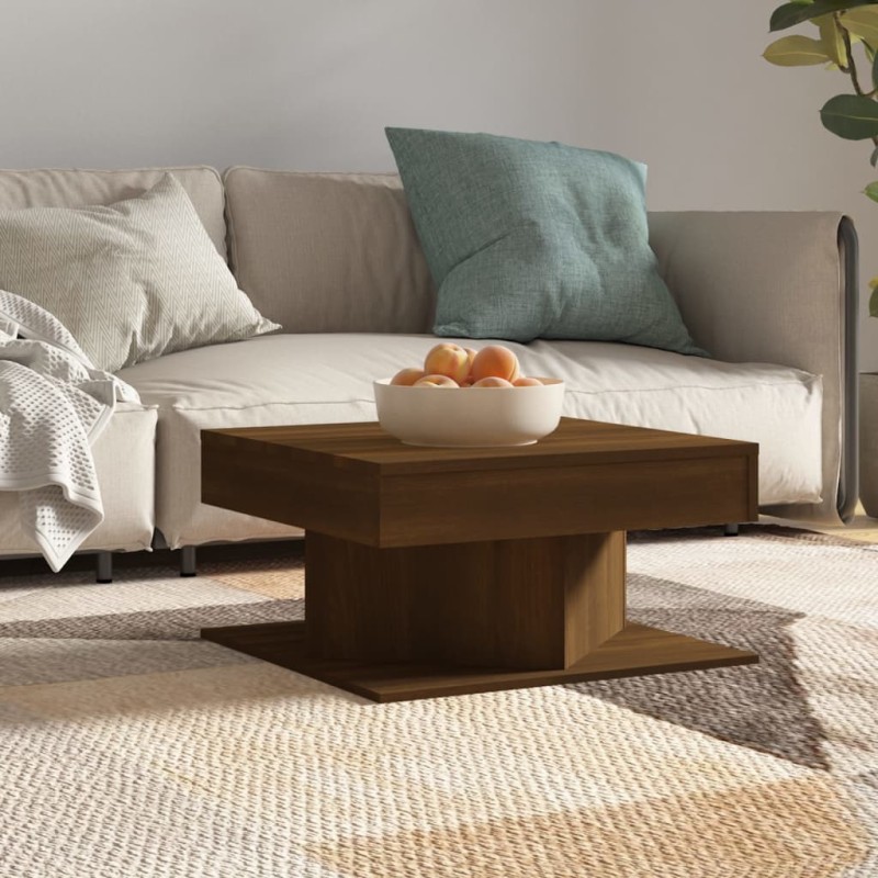 vidaXL Mesa de centro madera contrachapada roble marrón 57x57x30 cm