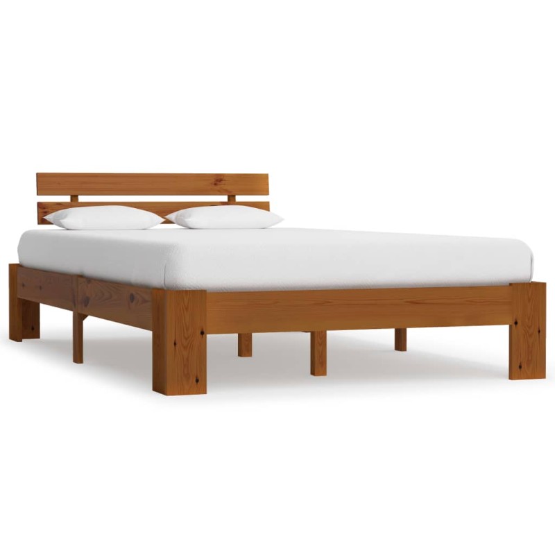 vidaXL Estructura de cama madera maciza pino marrón miel 140x200 cm vidaXL Estructura de cama madera maciza pino marrón miel 140x200 cm