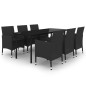 vidaXL Set comedor de jardín 7 pzas y cojines ratán sintético y vidrio vidaXL Set comedor de jardín 7 pzas y cojines ratán sintético y vidrio