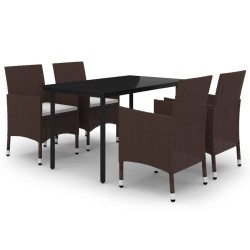 vidaXL Set comedor de jardín 5 pzas y cojines ratán sintético y vidrio