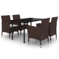 vidaXL Set comedor de jardín 5 pzas y cojines ratán sintético y vidrio vidaXL Set comedor de jardín 5 pzas y cojines ratán sintético y vidrio