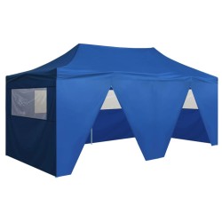 vidaXL Carpa plegable profesional con 4 paredes acero azul 3x6 m