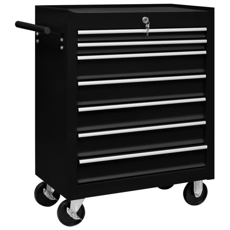 vidaXL Carrito caja de herramientas 7 cajones negro vidaXL Carrito caja de herramientas 7 cajones negro