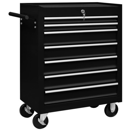 vidaXL Carrito caja de herramientas 7 cajones negro  
