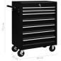 vidaXL Carrito caja de herramientas 7 cajones negro vidaXL Carrito caja de herramientas 7 cajones negro