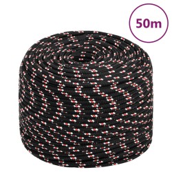 vidaXL Cuerda de barco polipropileno negra 8 mm 50 m