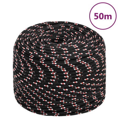 vidaXL Cuerda de barco polipropileno negra 8 mm 50 m